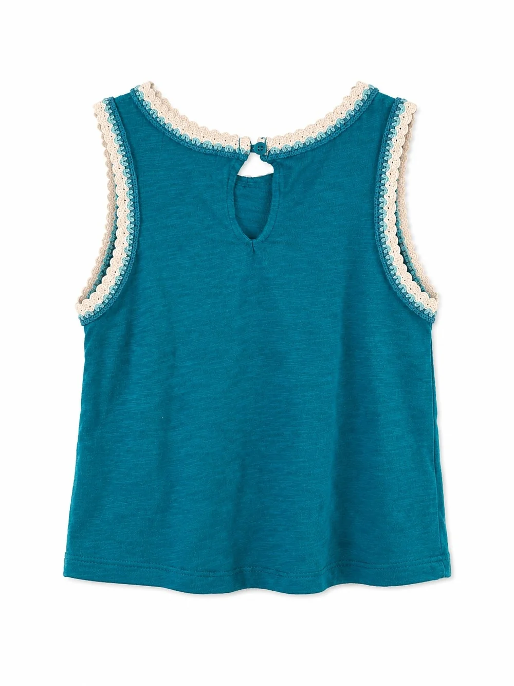 Old Navy Black And Teal Tank with Cream and Tan Crochet Edging (Set Of 2)